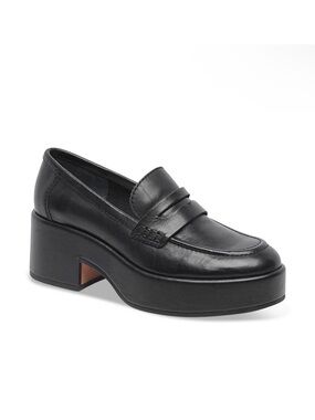 Dolce Vita Black Leather Platform Penny Loafers